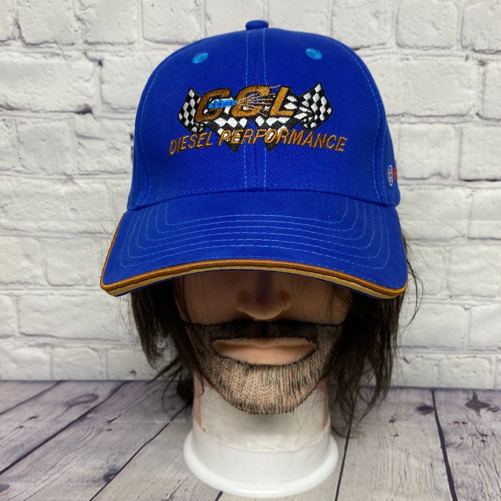 Bosch Hat Cap Strap Back Blue GCL Diesel Performance Embroidered Checkered Flag